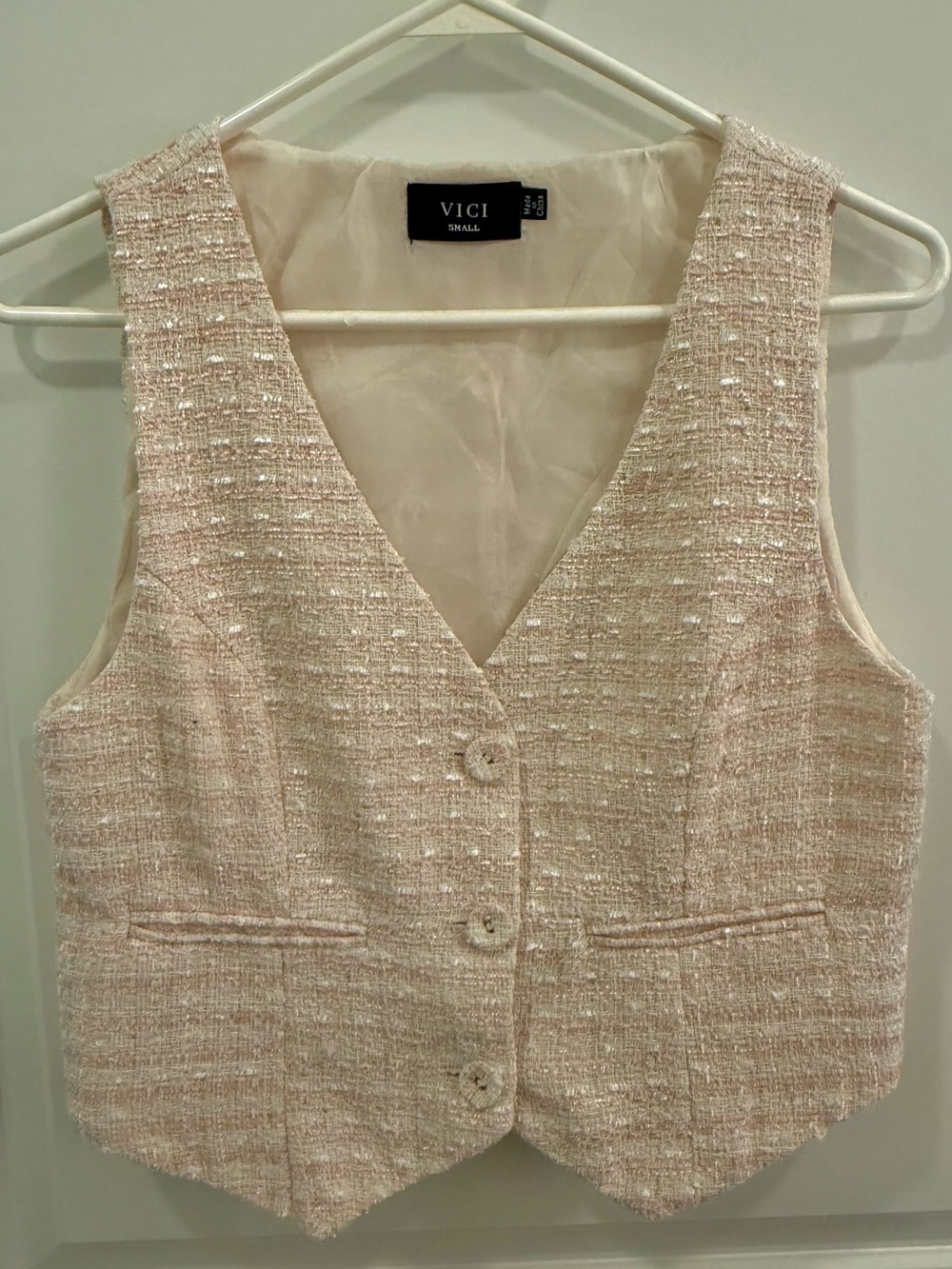 VICI Pink Tweed Vest Small